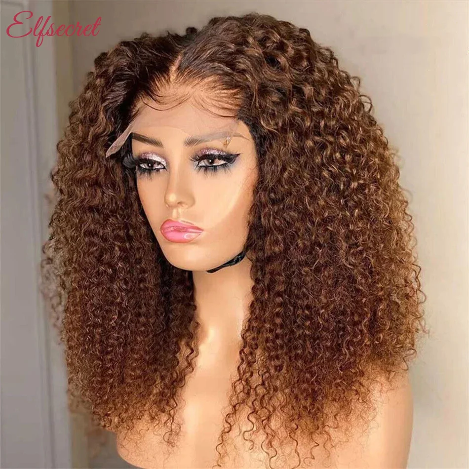 Schokoladenbraune 13x4 13x6 transparente tiefe Welle Lace Front Perücke vorgezupfte Jerry Curly Lace Frontal Perücke Echthaar Perücken