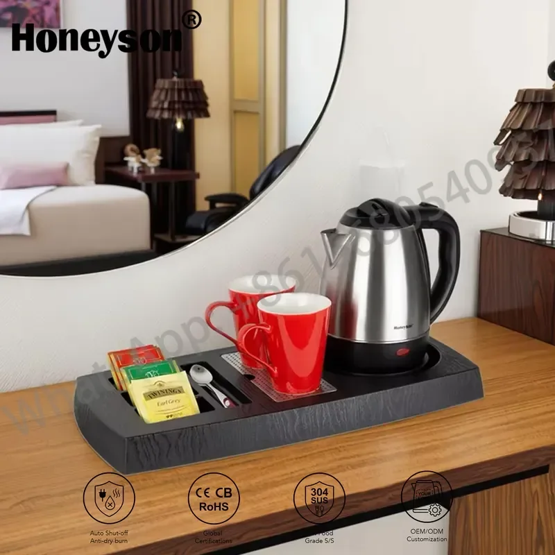 Hotel Guest Room Electric Kettle Coffee Tray Stainless Steel Electric Kettle Keep Warm Feature for Kitchen Use