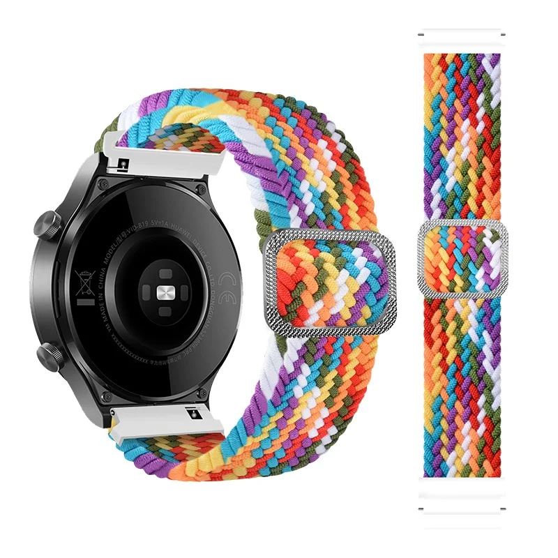 22mm 20mm Braided Nylon Strap for Samsung galaxy watch/Active 2/Amazfit GTR adjustable solo loop strap for Huawei watch GT2 Band