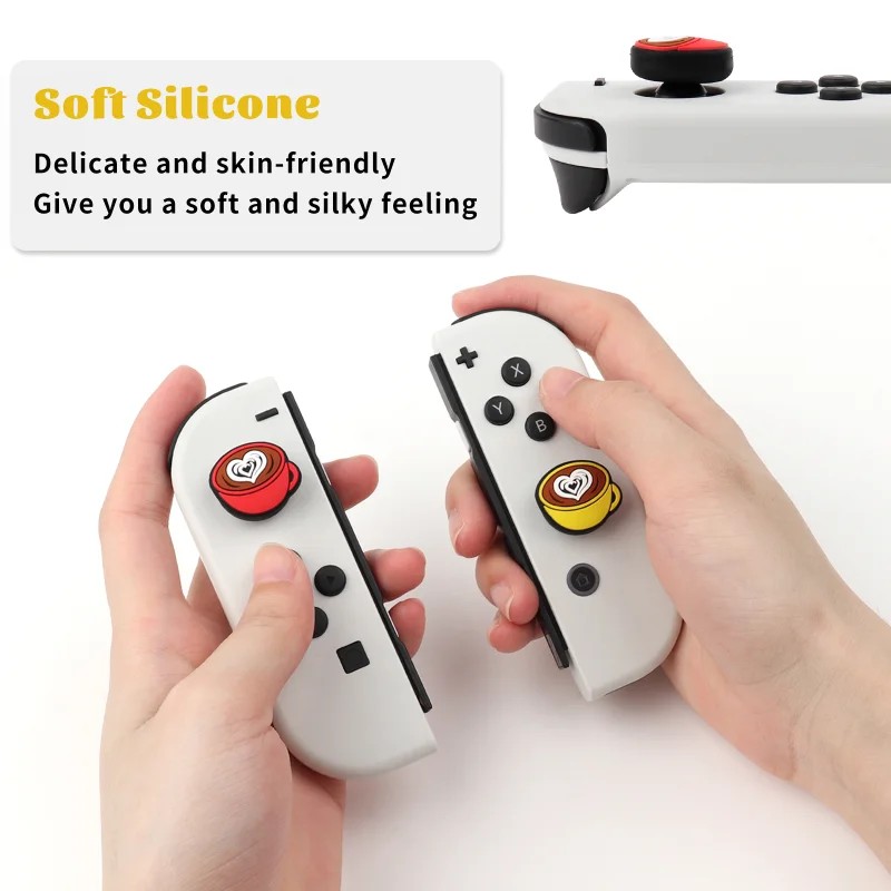 Tapas de agarre de silicona suave para taza de café, Thumb Stick para Nintendo Switch Lite, consola Oled, Joycon, Video, Gamepad, accesorios de Joystick