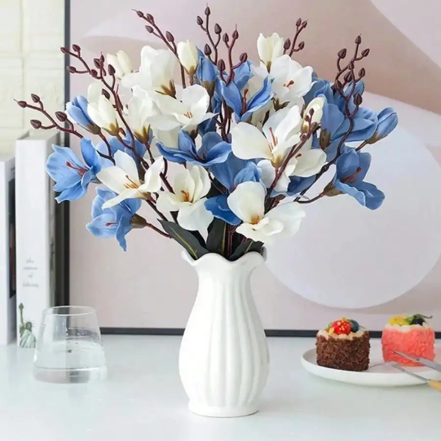 5 Gabeln 20 Köpfe Künstliche Blumen Herbst Magnolia Home Decor Blumendekoration Gefälschte Weihnachten Hochzeit Zubehör Home Decor – Detail 2