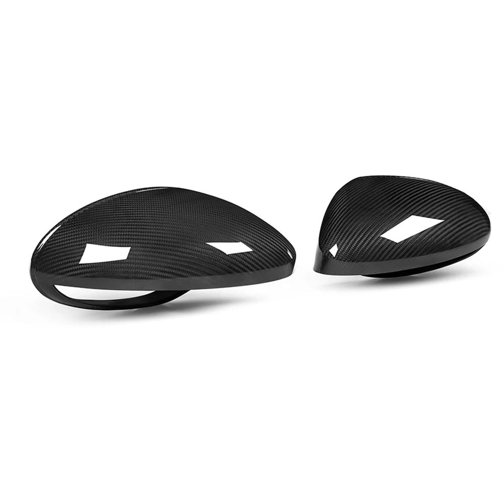 Real Dry Carbon Fiber Car Door Side Wing Rearview Mirror Cover Caps Glossy For Porsche 718 982 2016-2021 OEM Style