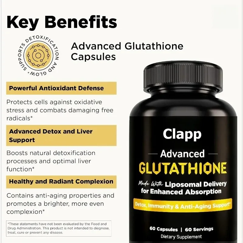 Liposomal Glutathione Supplement Capsules -500mg Per Serving - L-Glutathione for Immune and Anti-aging Health Support