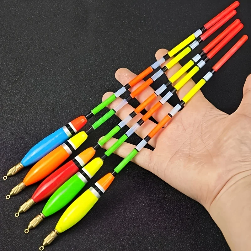 5pcs Set of Multi-Colored Fishing Floats, Rock Fishing Floats, Balsa Wood Floats, Large Buoyancy Thickened Tail