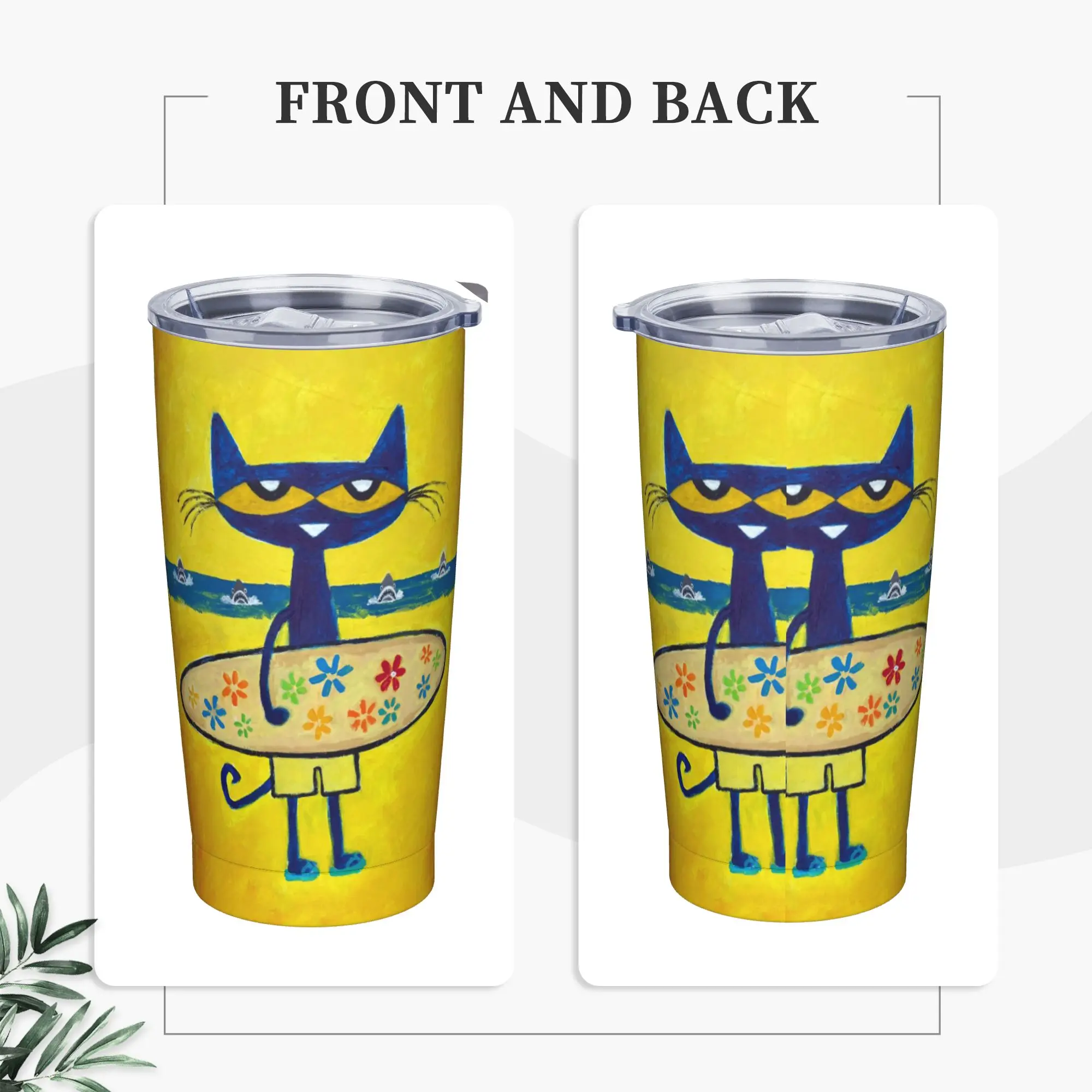 Groovy Cat Pete the Cat  Insulated Tumbler with Lid  Stainless Steel Coffee Mugs Office Home Bottle Cups, 20oz