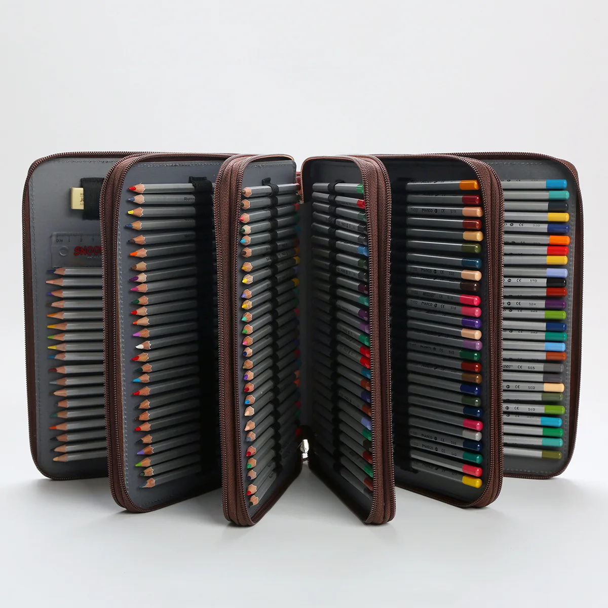 10 Colors Can Choose, New 250 Slots Colored Pencil Case Organizer with Zipper, PU Leather Large Capacity Pen Holder Bag