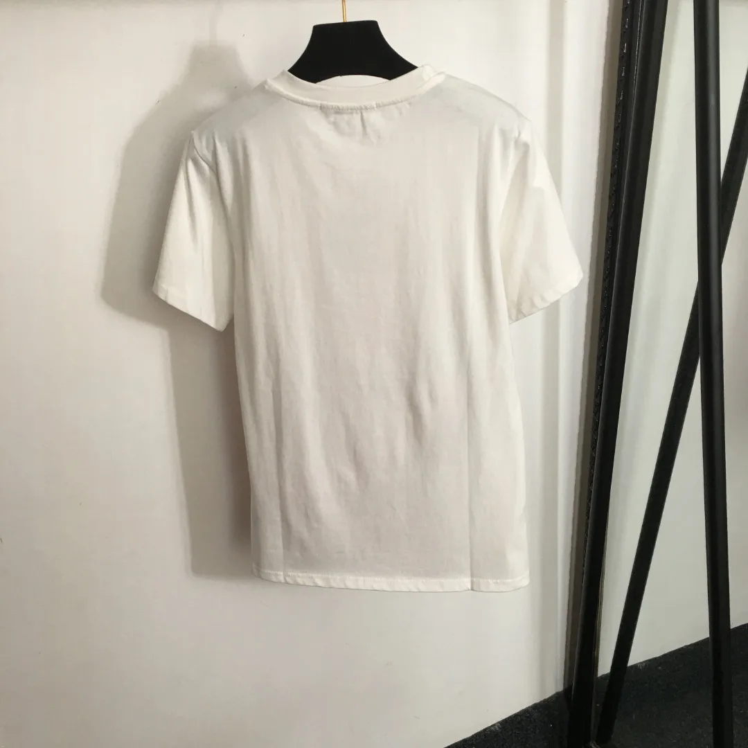 

High quality pure cotton summer round neck T-shirt top for women's clothing