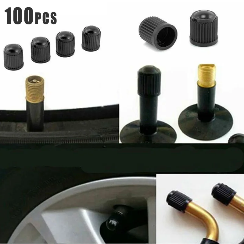 100 pièces noir en plastique pneu jantes tige Air Valve bouchon couvre de haute qualité pour camion vélo pneu Valve bouchon couvre accessoires