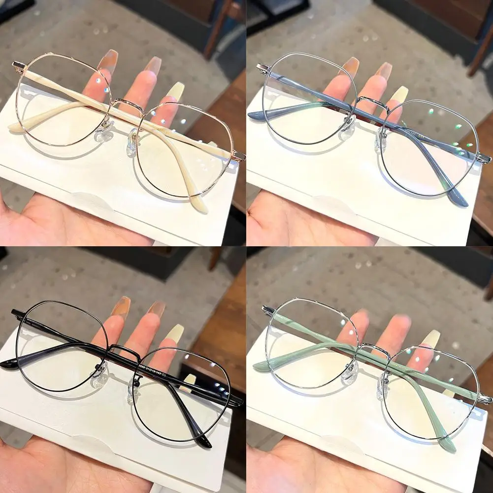 Fashionable Metal Eyeglass Frame Clear Lens Glasses Alloy Non-prescription Glasses Unisex Round Irregular Glasses H5F6