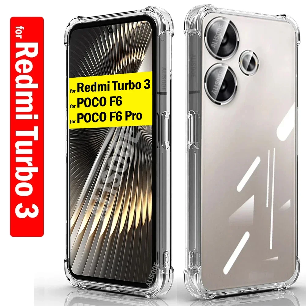 HD Clear Funda for POCO F6 Pro X6 Neo Redmi Turbo 3 Case Transparent Soft Cover for Redmi Note 13 Pro Plus A3 A3X A2 A1 13C Capa