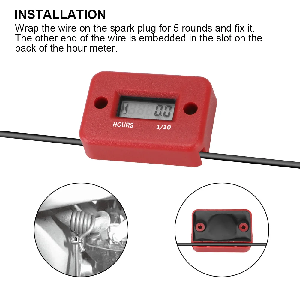 For Motorcycle ATV Gasoline Marine Snowmobile Digital Hour Meter Waterproof LCD Display Engine Gauge Hour Meter