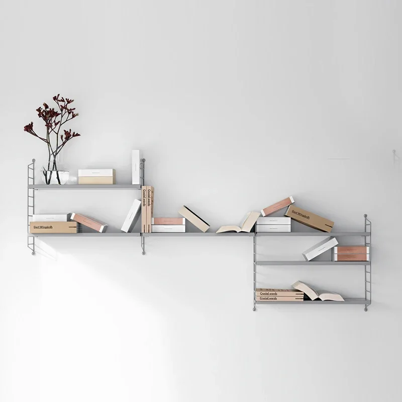 ‌Nordic Floating Shelf‌ - Industrial Iron Multi-Purpose Rack for Bedroom, Space-Saving Wall Organizer with Hidden Hooks