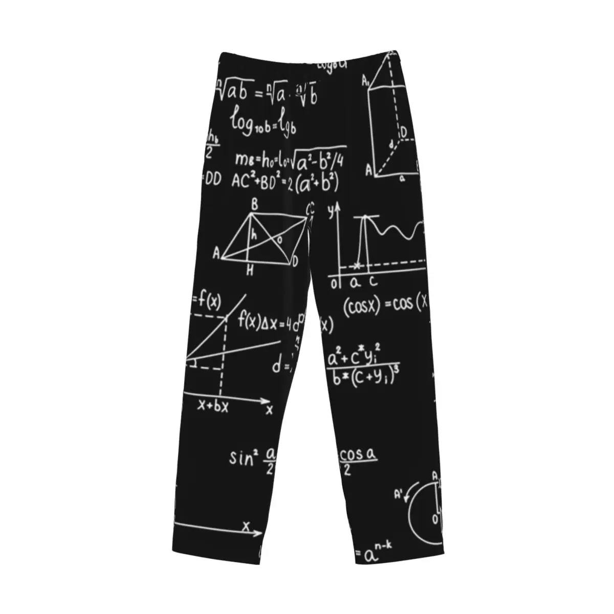 Custom Math Themed Black And White Equation Design Pajama Pants Men Sleepwear Sleep Lounge Bottoms with Pockets