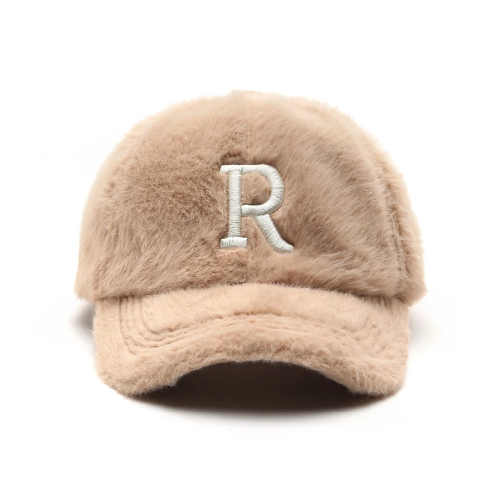 FS Warm Plush Winter Baseball Caps For Men Women Korean Hip Hop Dad Hat Beige White Letter Embroidery Trucker Cap Gorras Hombre