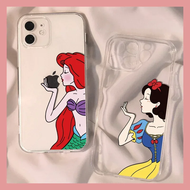 Disney Clear Snow White Phone Case For iPhone 15 14 11 12 13 Mini Pro MAX Mini 7 8 Plus XR XS SE Alice Soft Silicone Cover Funda