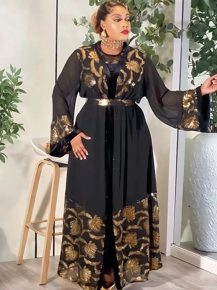 

2 Piece Sets African Dresses For Women Muslim Fashion Abayas Boubou Dashiki Ankara Outfits Evening Gown Dubai Kaftan Marocaine