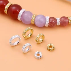 925 sterling silver small flower spacer spacer beads handmade DIY beaded material bracelet necklace jewelry accessories