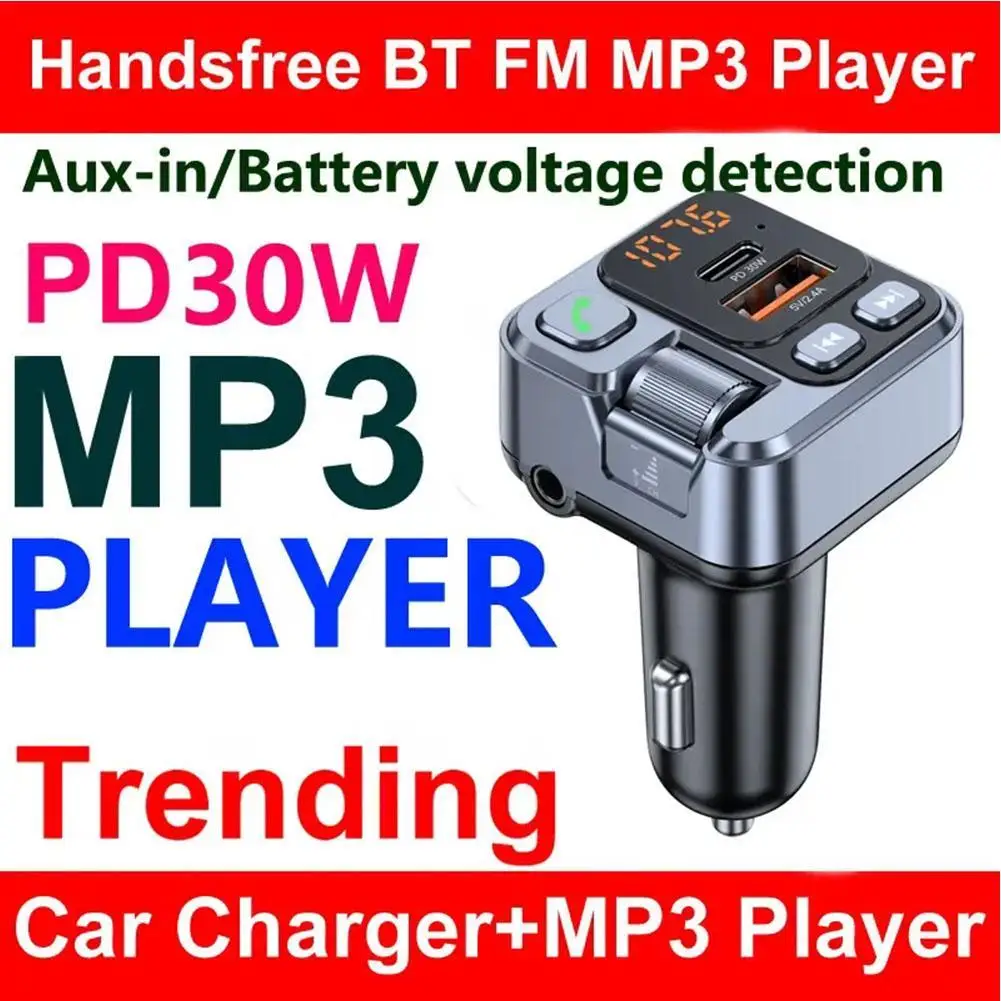 

Car MP3 Player FM Transmitter Charger Adapter Fast Hands Charger Accessories Bluetooth Car Electronic Free Charging U4W3