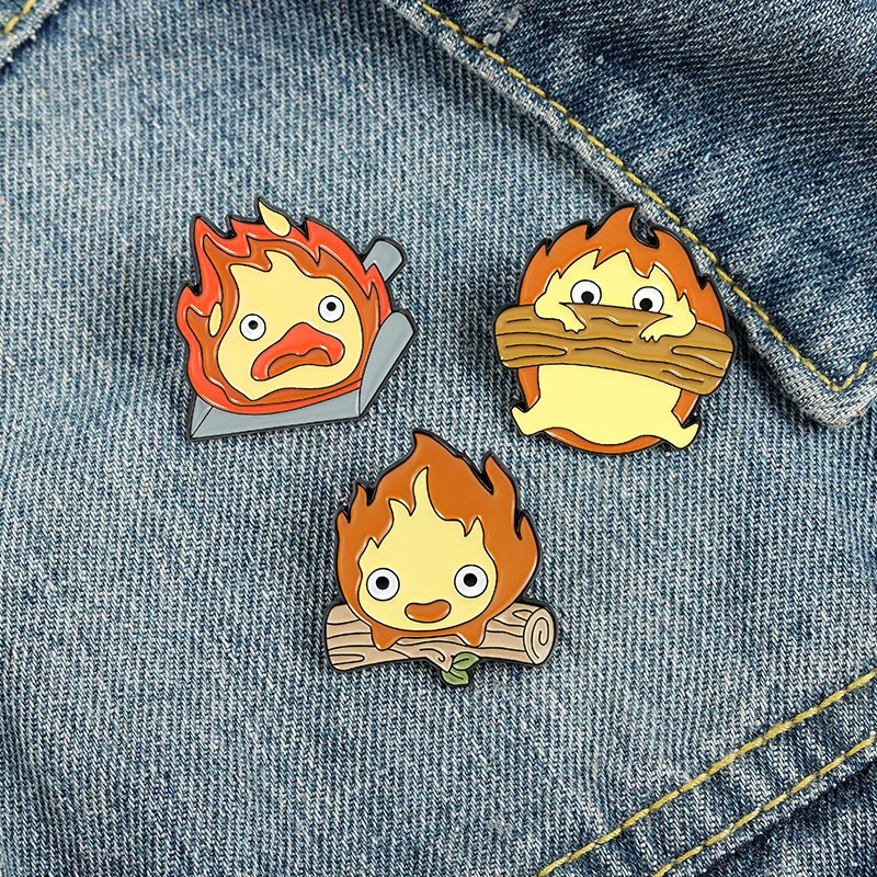 Unisex New Anime Character Styling Brooch Cartoon Cute Flame Paint Emblem Put Out Light Button Batch Jewelry For Women And Men