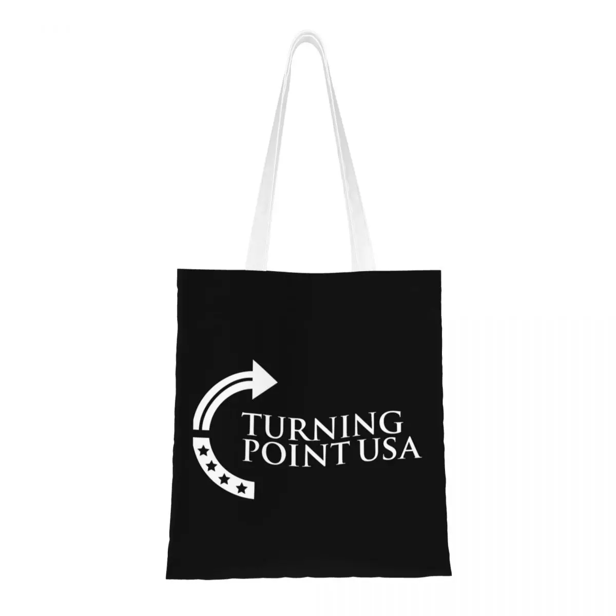 

Точка поворота США Чарли Кирк Холщовая сумка-тоут Продуктовые сумки Многоразовые сумки-шоппер для унисекс