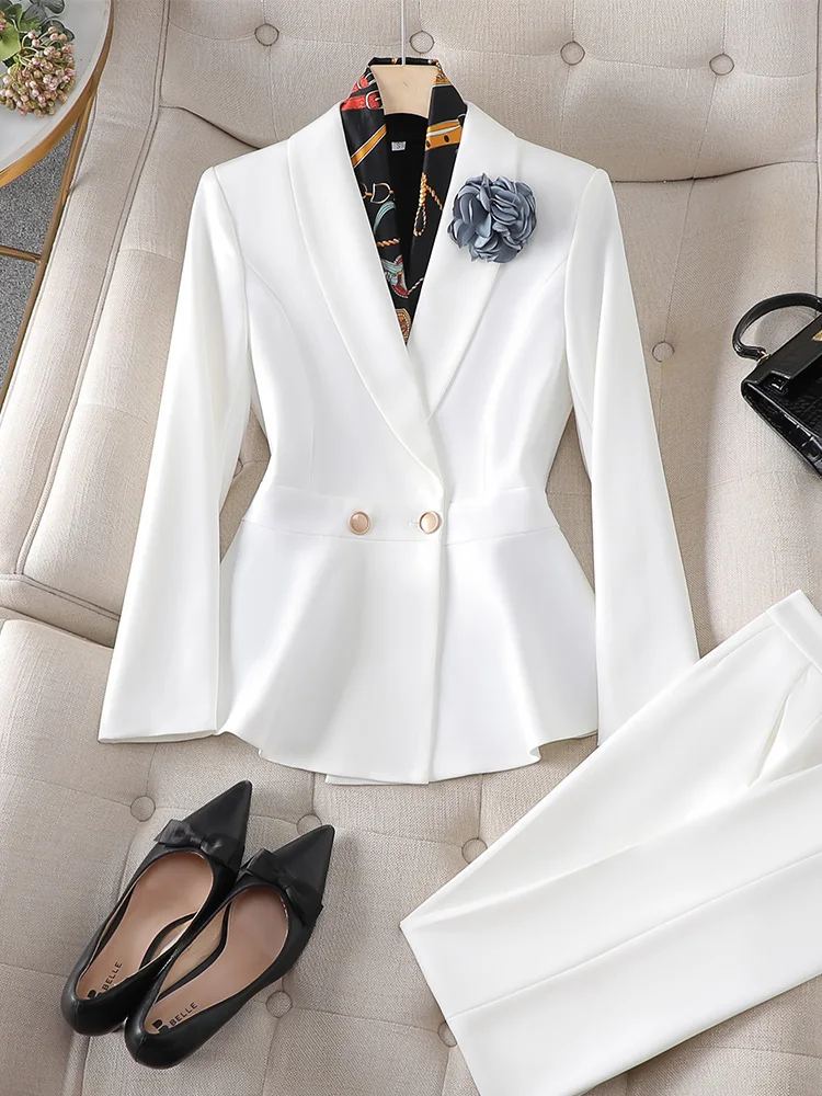 High-End Beauty Salon Women's Work Uniform Hotel Manager Professional Suit Set Autumn Winter Long Sleeve Polyester Fiber