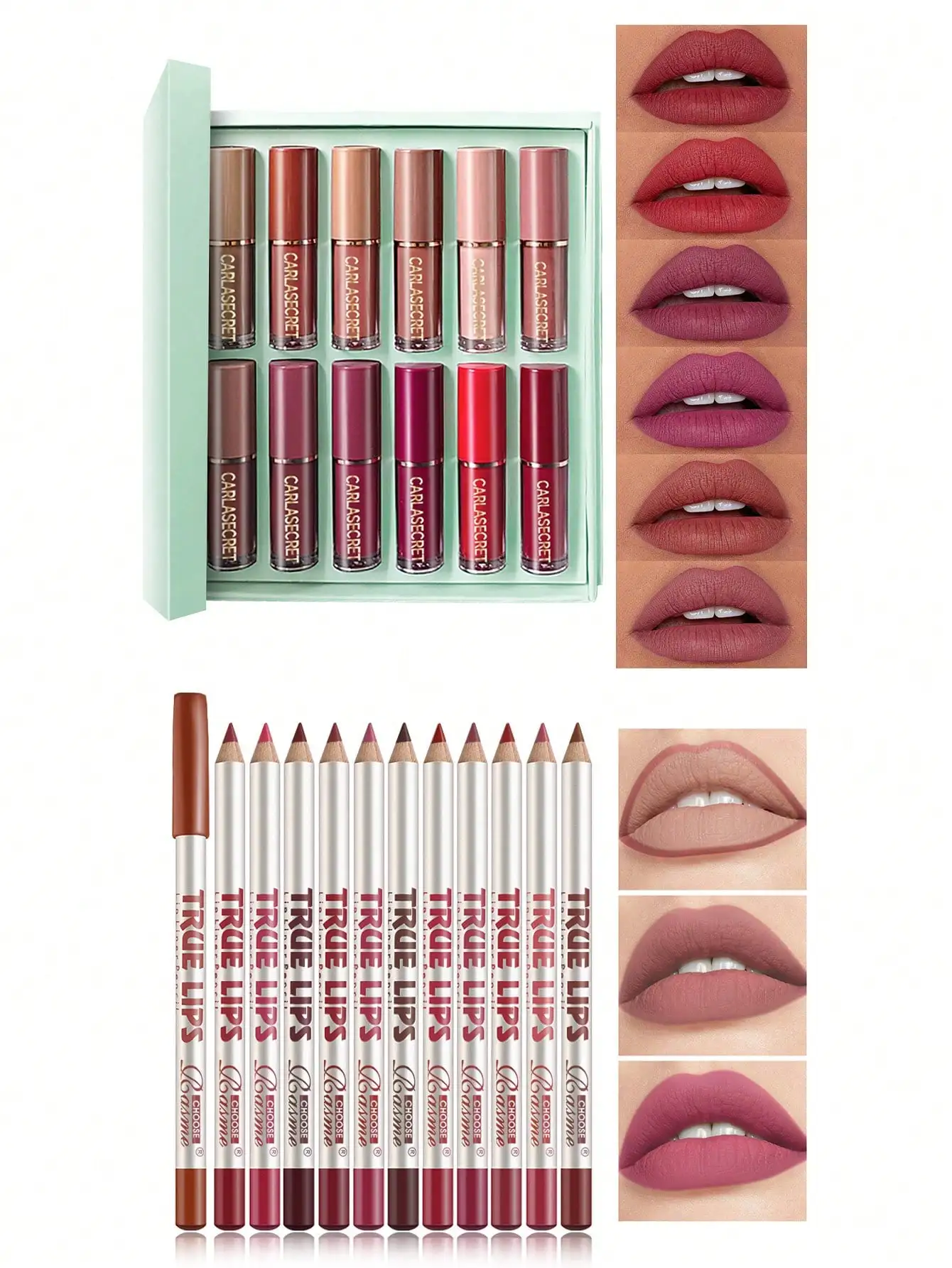 12-delige lipgloss en 12-delige liplinerset, niet-plakkerige cup lipgloss geschenkdoos, matte vloeibare lippenstiftset, lipgloss en lipverzorging
