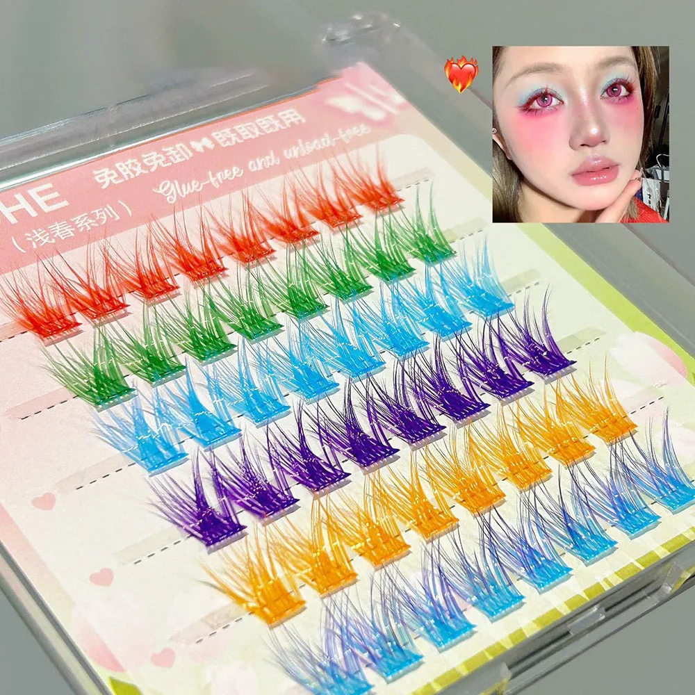 6 Rijen 6 Kleuren Gemengde Valse Wimpers Lijmvrij Gemengde Cartoon Gevoel Enkele Cluster Fotogenieke Valse Wimper Make-Up Accessoires