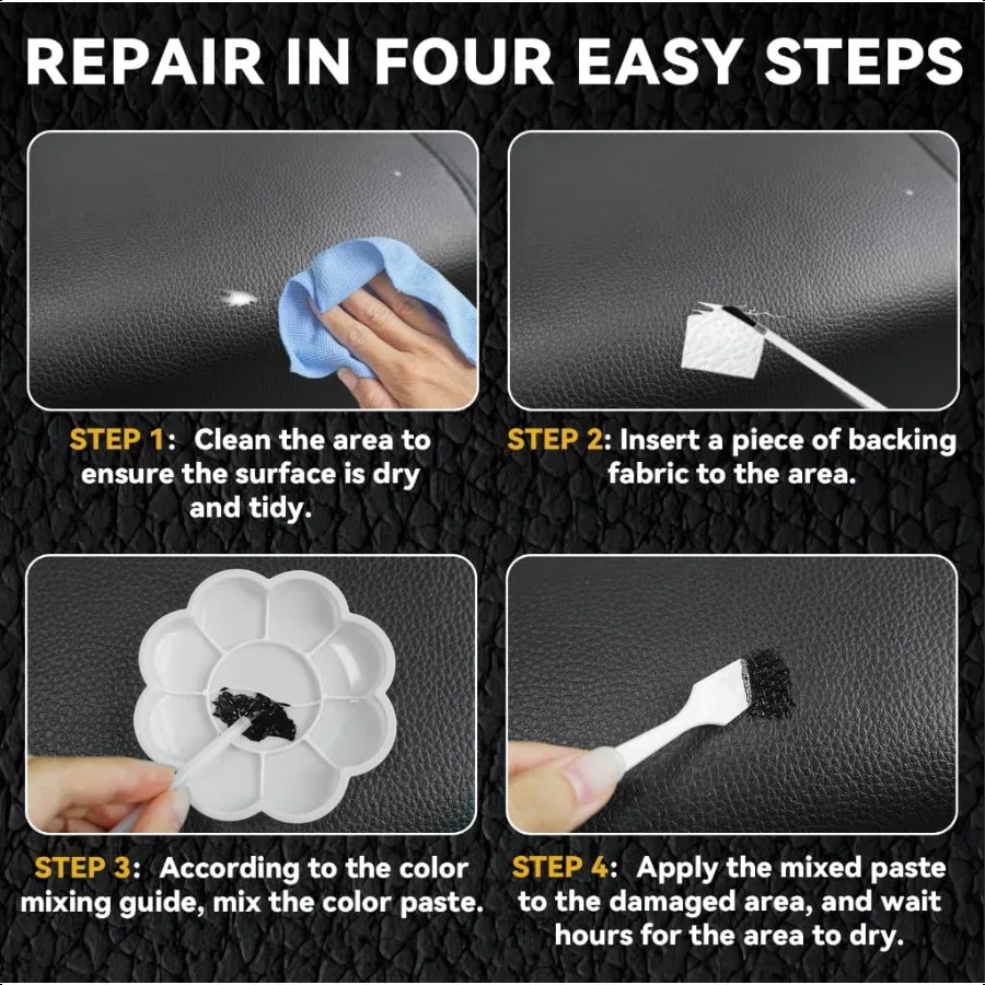 Schwarzes Leder-Reparatur-Set für Möbel, Leder-Sitz-Reparatur-Set für Autos, stellen Sie einfach das Auto-Innenraum-Sofa, eine Geldbörse und eine Jacke wieder her