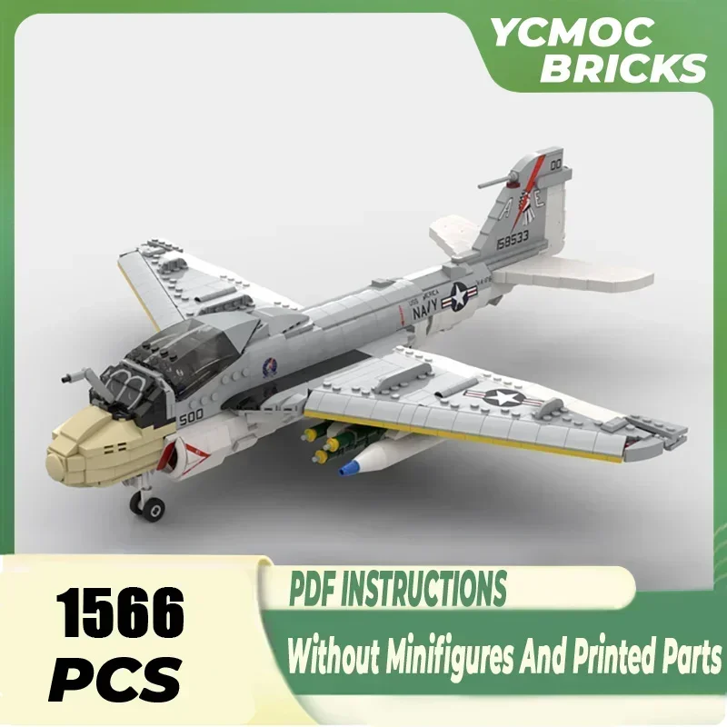 Military Model Moc Building Bricks 1:35 Scale A-6E Intruder Fighter Technology Blocks Gifts Christmas Toys DIY Sets Assembly