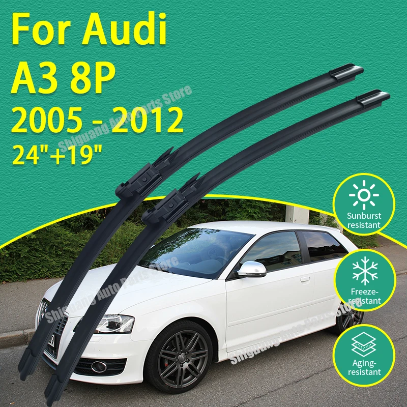 

Передние дворники с силиконовым покрытием для Audi A3 8P 2005-2012 24 "+ 19" щетки лобового стекла аксессуары для автомобильных дворников
