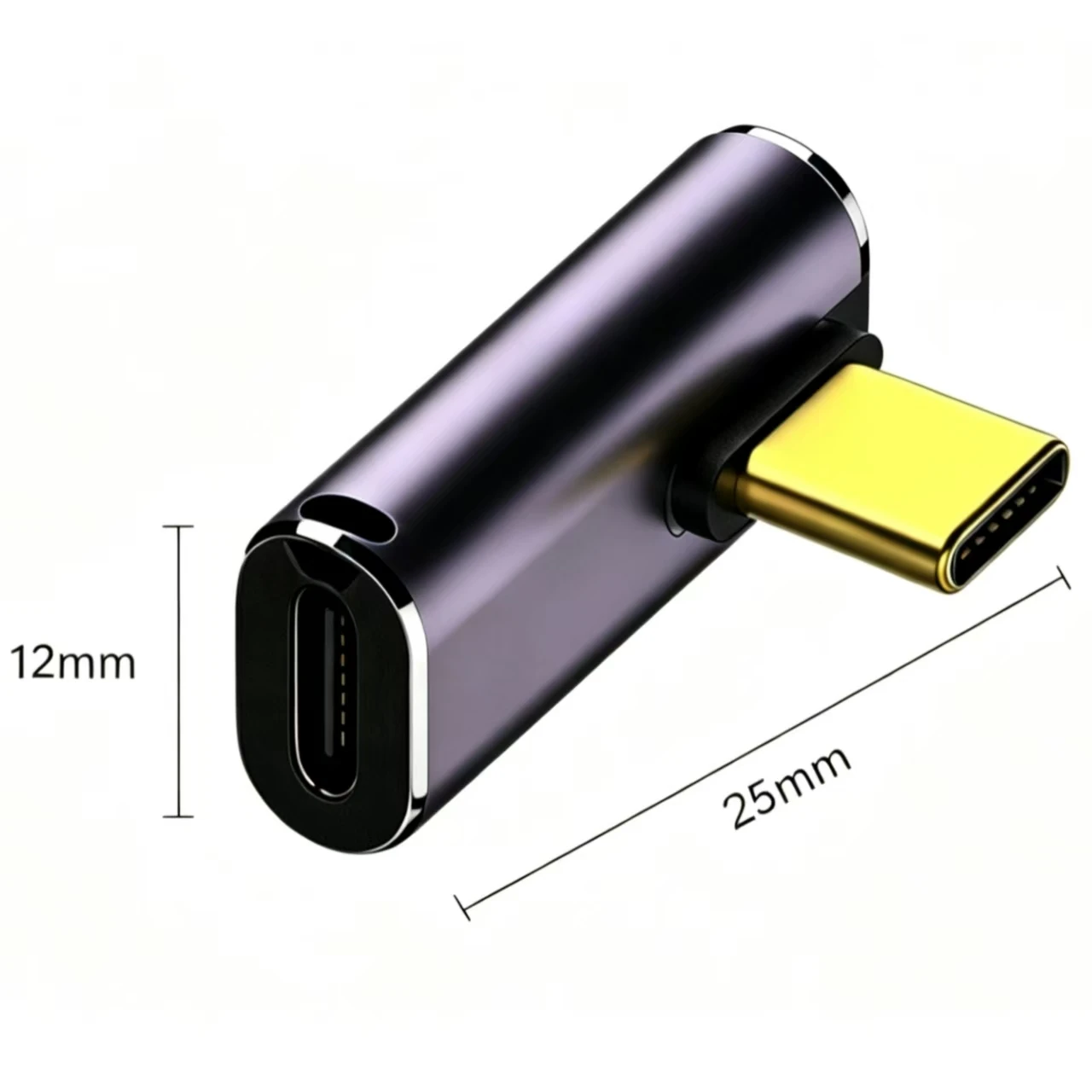 Side‑Outlet 90 Degree USB‑C Male to USB‑C Female Adapter 240W PD Fast Charging 40Gbps Data Transfer Connector
