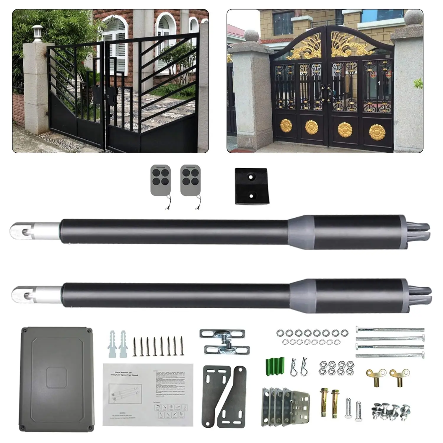 

Electric Heavy Duty Dual Gate Operator 250rpm Automatic Dual Swing Gate Opener System Driveway Gate Operator with Remote Control