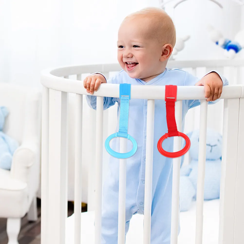 

5Pcs Baby Bed Hand Pull Rings Delicate Colors Encourage Color Recognition Ideal for Crib Nursery Walking Practice Tool