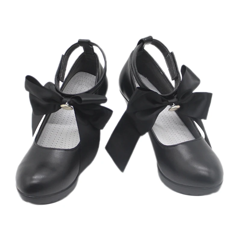 لعبة الأزرق الأرشيف Iochi Mari تأثيري أحذية الكبار للجنسين جلدية عالية الكعب أحذية سوداء زي الهالوين الدعائم الملحقات