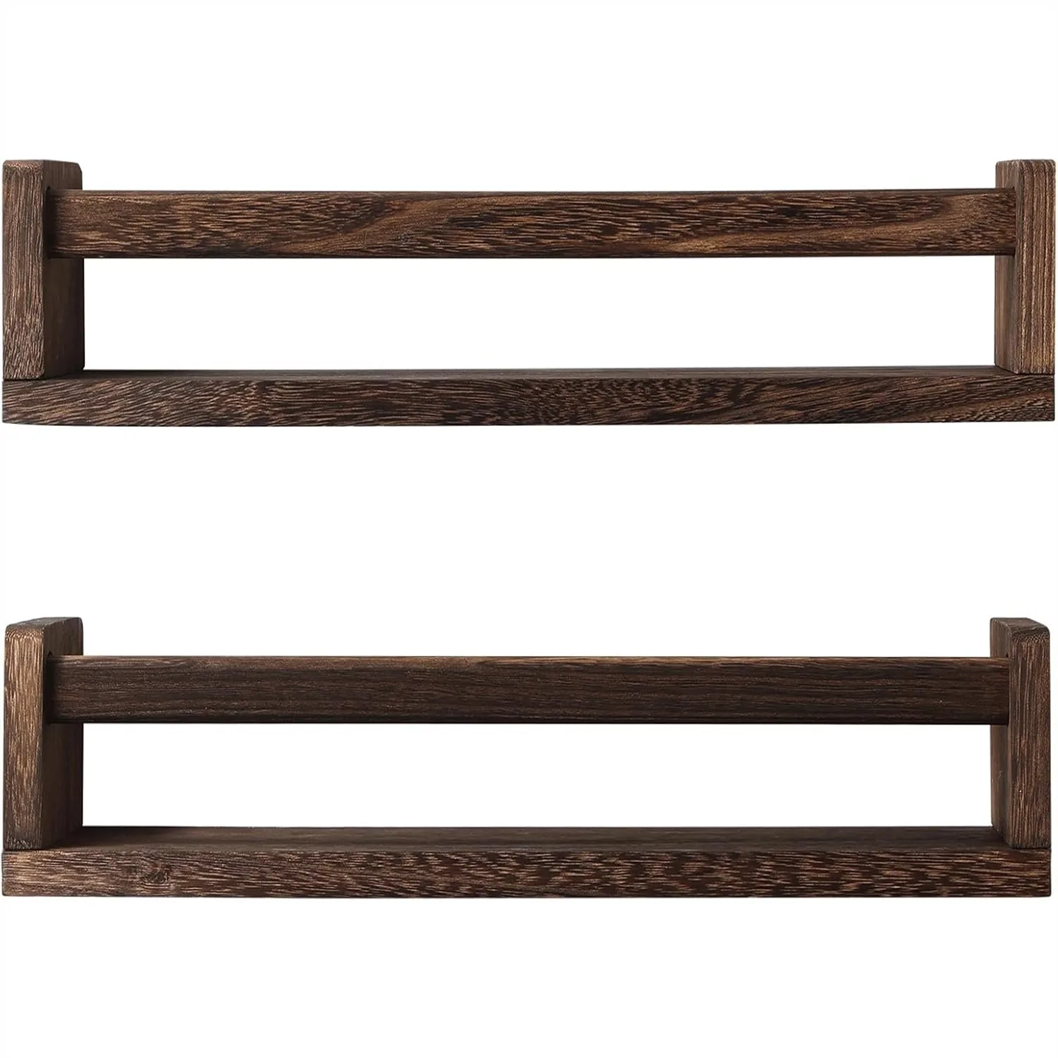 

Set Of 2 Wood Floating Book Shelves For Kids Room Kitchen Spice Rack Or Rustic Bathroom Decor Carbon Brown