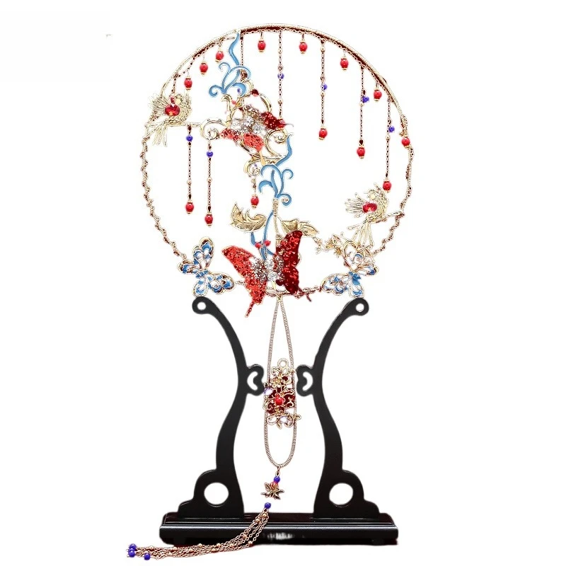 Eventail-rond-classique-pour-femme-court-creux-rouge-antique-hanfu-accessoires-de-mariage-pour-mariee