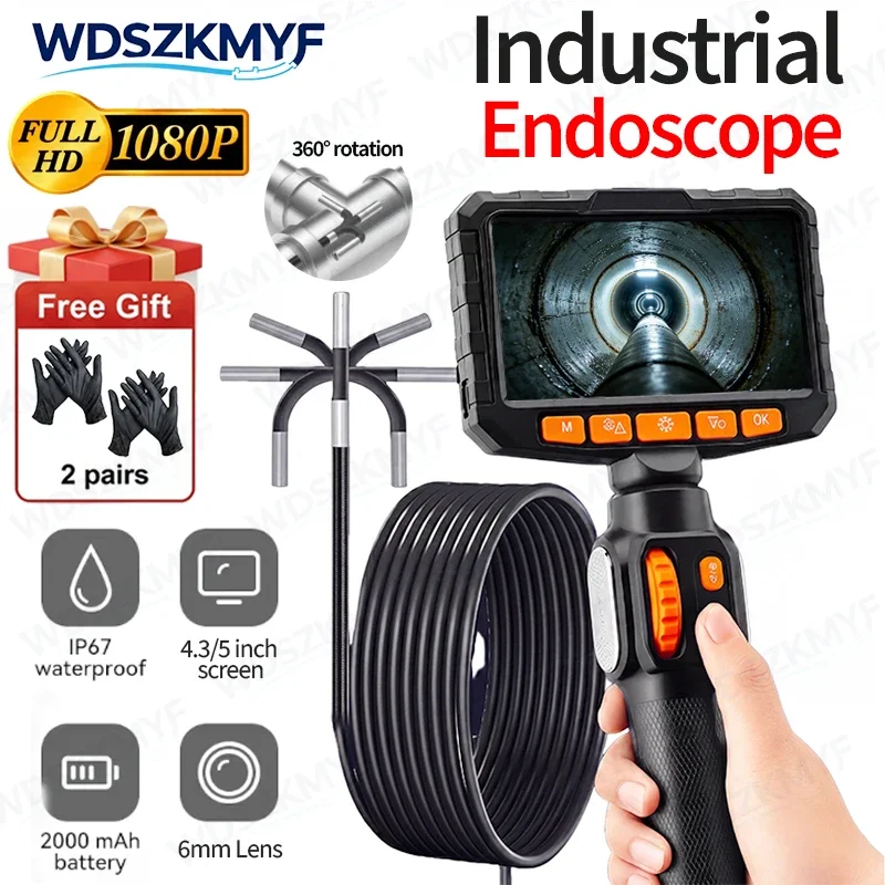 

HD 1080P 360 ° rotating lens endoscope 6MM With 4.3/5-inch Screen, automotive mechanical industrial Endoscope For Automotive