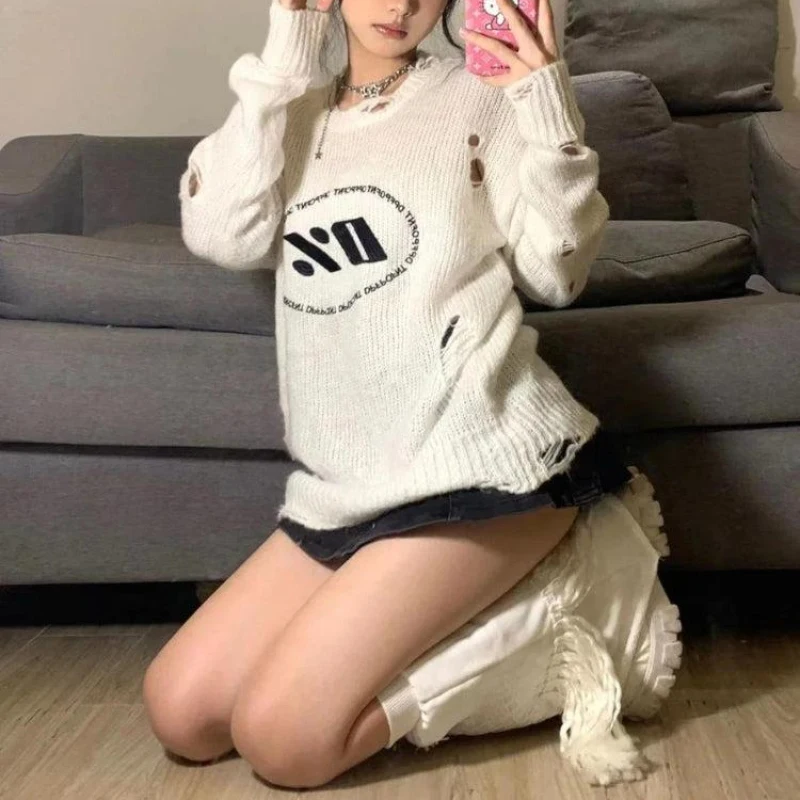 Europäischer und amerikanischer Herbst und Winter, neuer Designsinn, % bedruckter, lässiger, vielseitiger Rundhalspullover für Vintage-Stil