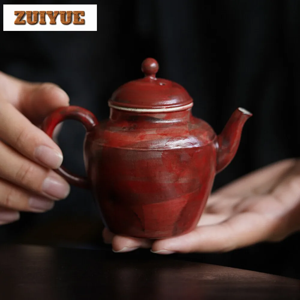 150ml Hawthorn Red Powder Yin Teapot Household Handmade Filter Teapot Vintage Pot Tea Making Kettle for Tea Equipment Ornaments