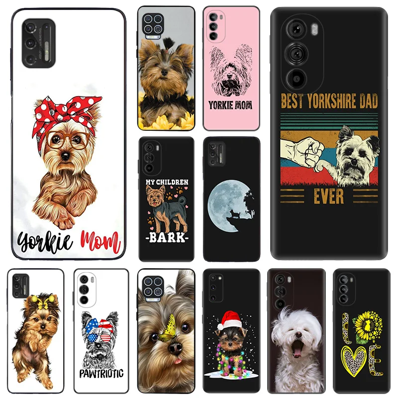 Matte Phone Cases for Motorola Moto G31 G50 G30 G51 G60 G71 G22 G32 G52 G72 G53 G73 G9 Yorkshire Terrier Dog Black Soft Cover