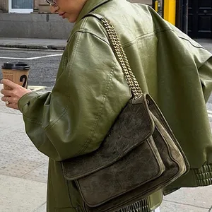 Moda, yeşil, büyük boy fermuarlı deri ceket kadın şık yatak açma yaka uzun kollu rahat ceket bayan, şık, gevşek streetwear İlk 10 satış, avokado, kazak-no. 6