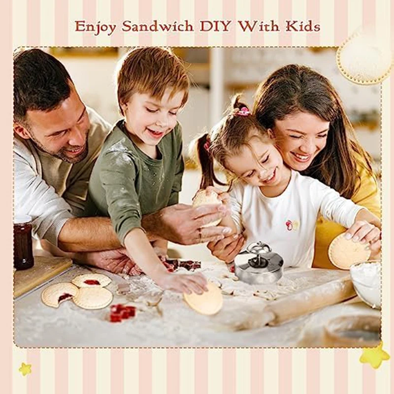2 قطعة 304 الفولاذ المقاوم للصدأ الفول السوداني ساندويتش القاطع وسدادة لديي الاطفال الغداء السندويشات