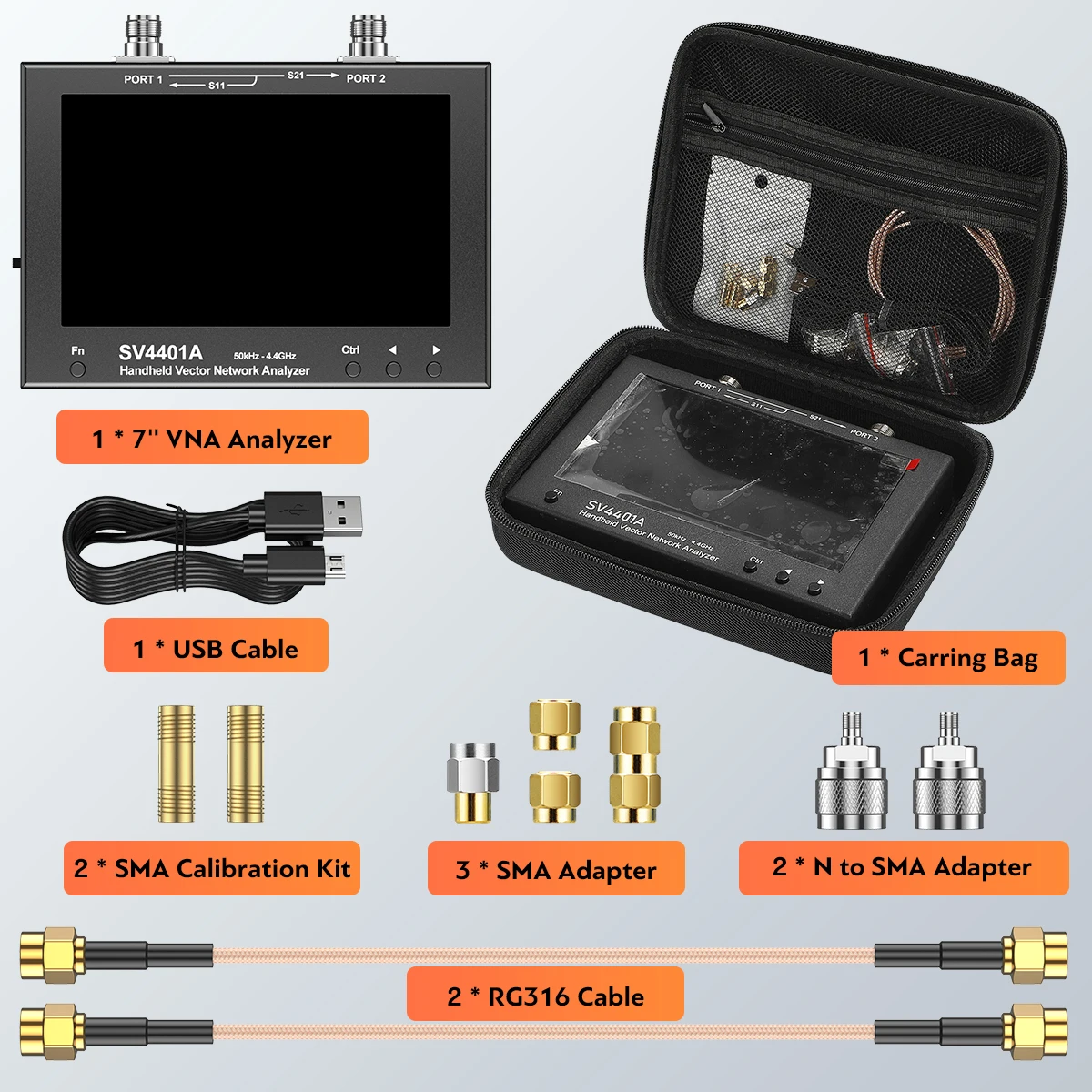 SV4401A 7 inch Touch LCD 50khz 4.4ghz Vector Network Analyzer hf VHF uhf Antenna Analyzer Update from nanovna vna