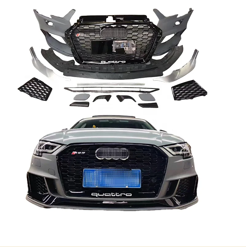 

The hot Wrap kit is available for 2017-2021 Audis A3 modified RS3 body kit rear bumper tail lip