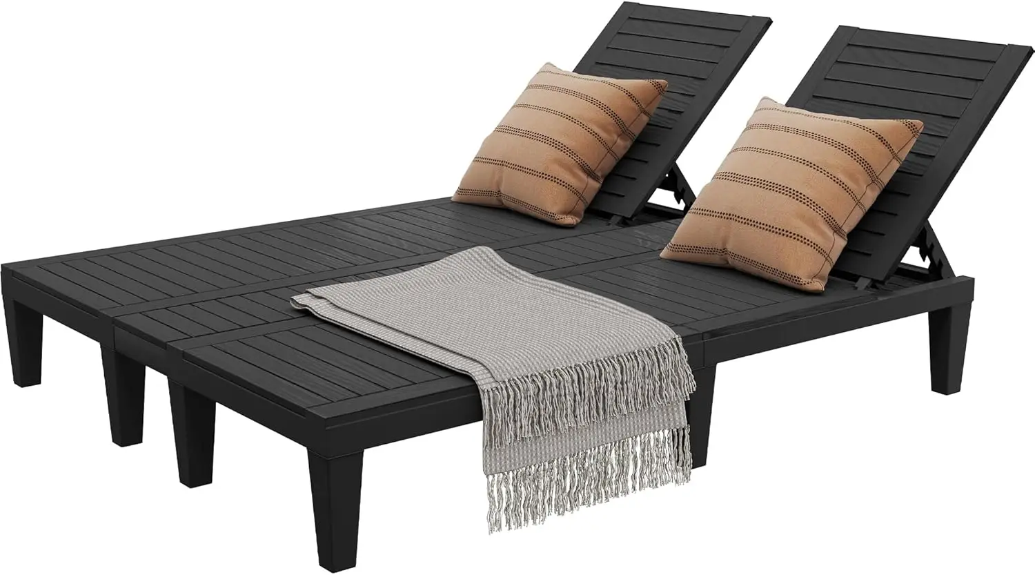 Pool Lounge Chairs Set, 2-in-1 Outdoor Chaise Lounge W/5-Position Backrest & Weight Capacity, Sun Loungers for Garden Poolside P