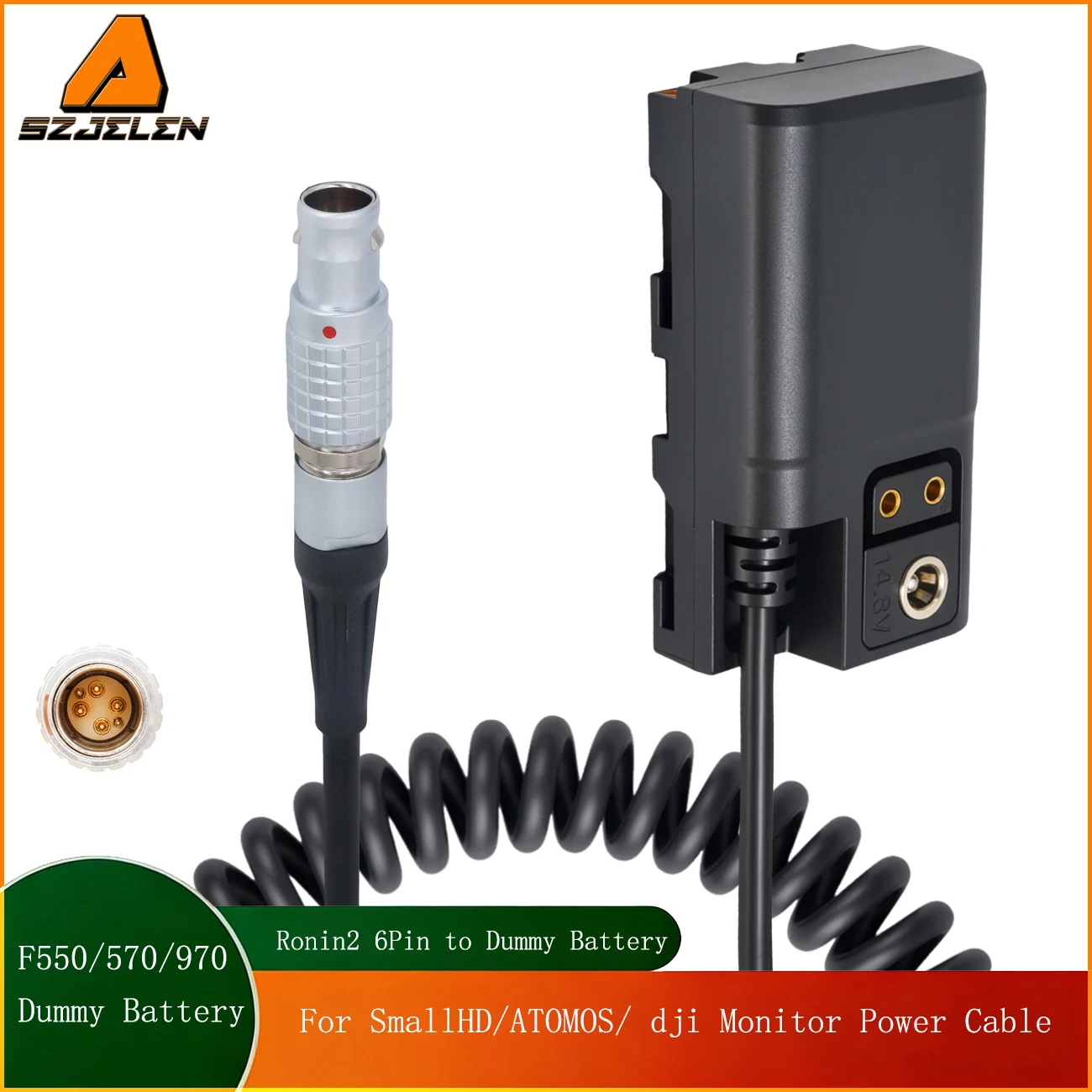 Ronin 2 Power 14.8V 6Pin to SONY NP-F550/570/970 Dummy Battery Power Cable for Atomos Ninja Shinobi Monitor, Blackmagic BMPCC 6K