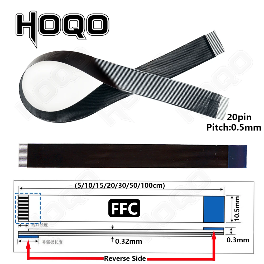 HDMI-Compatible FFC Flexible Flat Cable for Raspberry Pi 4 Micro HDMI to HD/Mini HDMI Female 90 Degree FFC 20pin Ribbon FPV