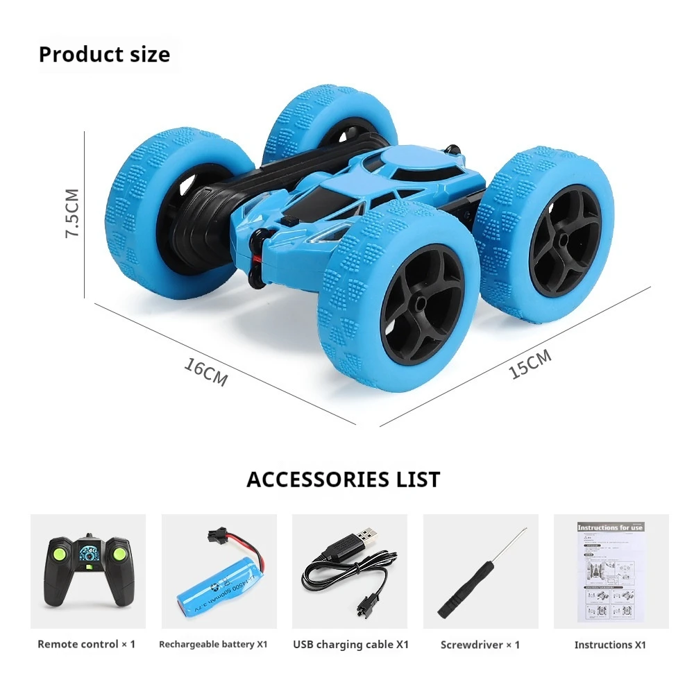 Remote Control Double-Sided Tumbling Stunt Car Rotating Car Led Lights 2.4g Signal Does Not Interfere Children'S Toy