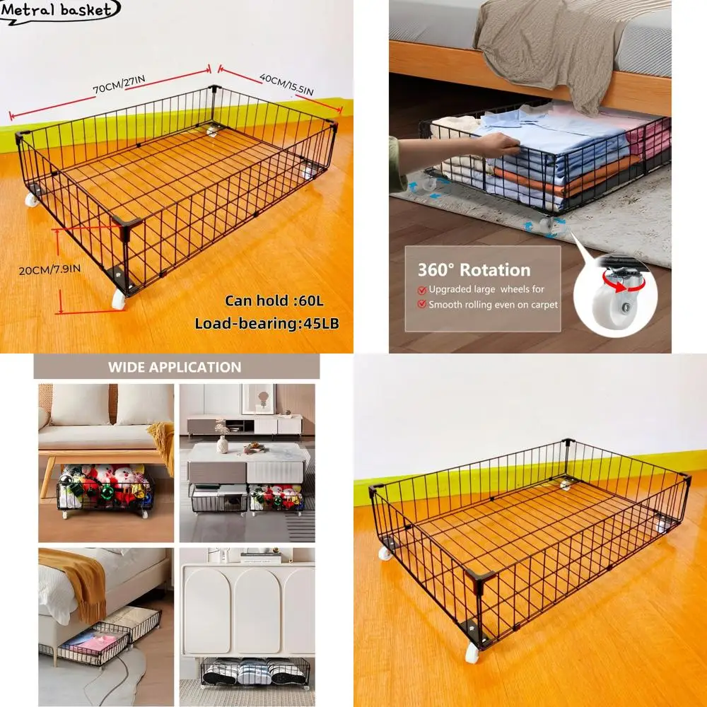 Organizer na kółkach pod łóżko z 4 szufladami i otwartą konstrukcją na buty i inne rzeczy