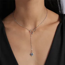 Aihua Trendy New Fashion Stethoscope Necklace Lariat Heart Pendant Silver Color Nurse Medical Necklace Collares